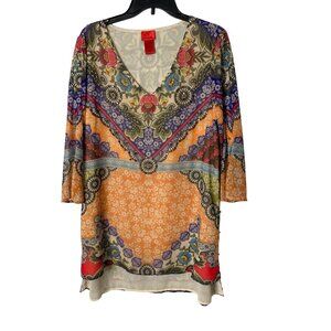 CRISTINA V WOMEN'S EMBELLISHED COLORFUL FLOWY TUNIC SZ XL